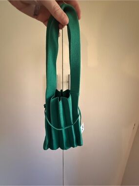 Green Pleated Shoulder Bag - Women